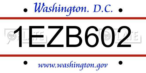 1EZB602 District Of Columbia License Plate