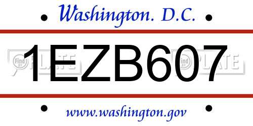 1EZB607 District Of Columbia License Plate