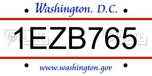 1EZB765 District Of Columbia License Plate