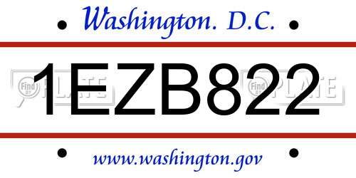 1EZB822 District Of Columbia License Plate