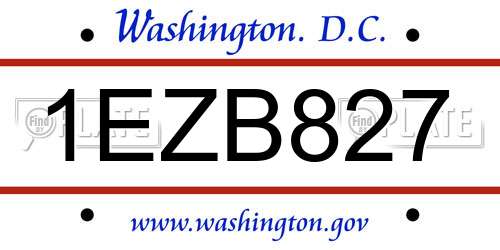 1EZB827 District Of Columbia License Plate