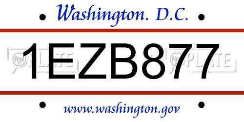 1EZB877 District Of Columbia License Plate