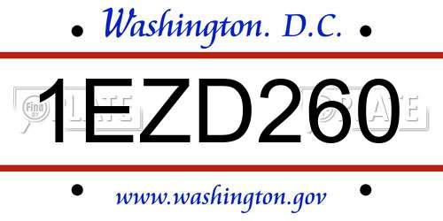 1EZD260 District Of Columbia License Plate