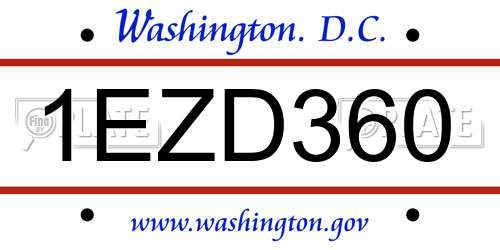 1EZD360 District Of Columbia License Plate