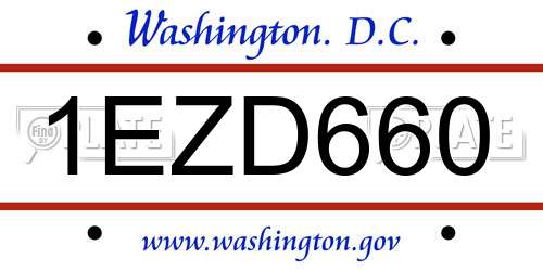 1EZD660 District Of Columbia License Plate