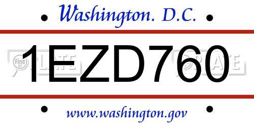 1EZD760 District Of Columbia License Plate