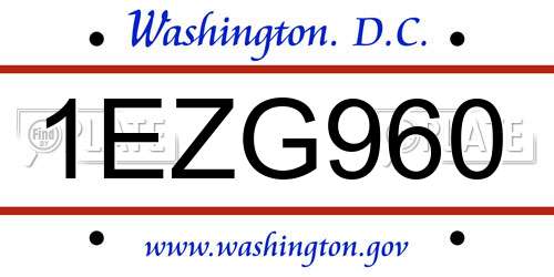 1EZG960 District Of Columbia License Plate