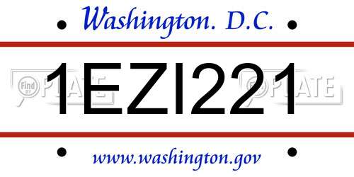 1EZI221 District Of Columbia License Plate