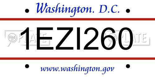 1EZI260 District Of Columbia License Plate