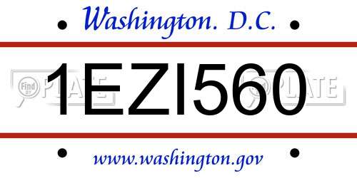 1EZI560 District Of Columbia License Plate