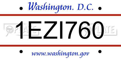 1EZI760 District Of Columbia License Plate
