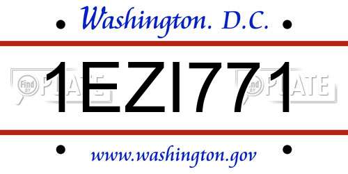 1EZI771 District Of Columbia License Plate