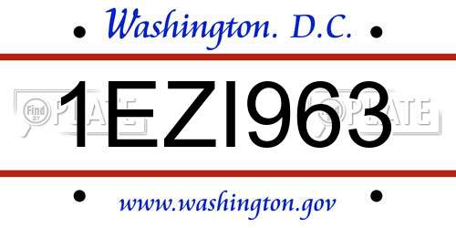 1EZI963 District Of Columbia License Plate