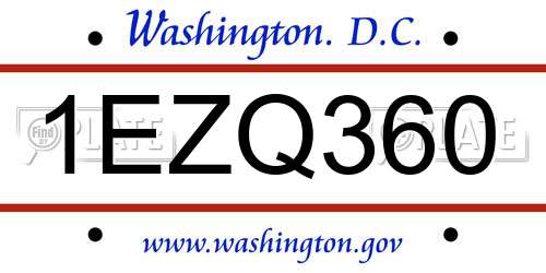 1EZQ360 District Of Columbia License Plate