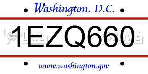 1EZQ660 District Of Columbia License Plate
