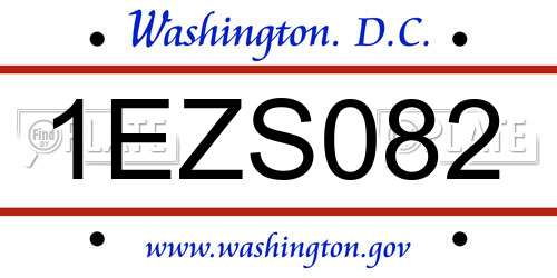 1EZS082 District Of Columbia License Plate