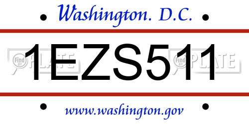 1EZS511 District Of Columbia License Plate