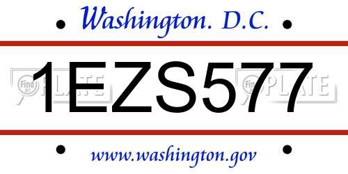 1EZS577 District Of Columbia License Plate