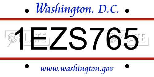 1EZS765 District Of Columbia License Plate