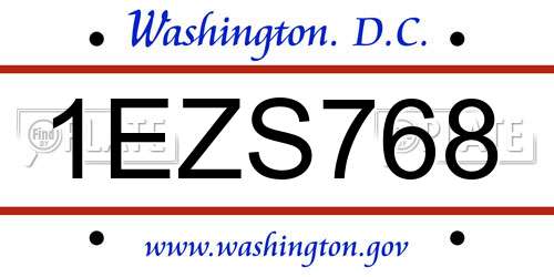 1EZS768 District Of Columbia License Plate