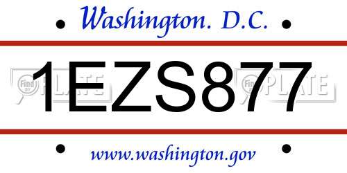 1EZS877 District Of Columbia License Plate