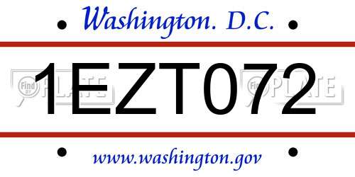 1EZT072 District Of Columbia License Plate
