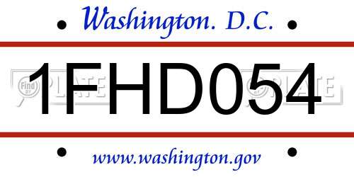 1FHD054 District Of Columbia License Plate