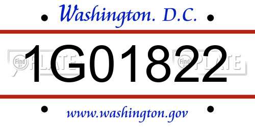 1G01822 District Of Columbia License Plate