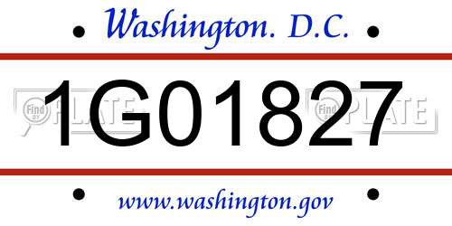 1G01827 District Of Columbia License Plate