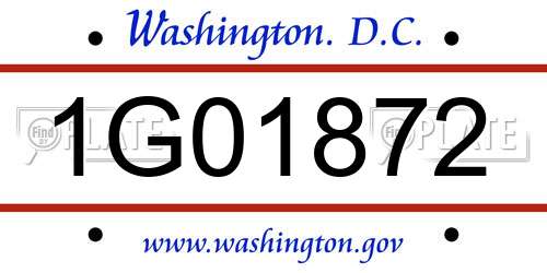 1G01872 District Of Columbia License Plate