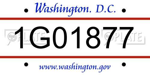 1G01877 District Of Columbia License Plate