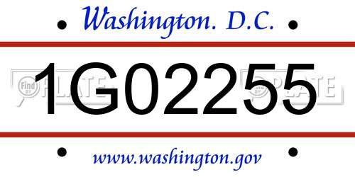 1G02255 District Of Columbia License Plate