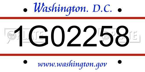 1G02258 District Of Columbia License Plate
