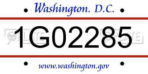 1G02285 District Of Columbia License Plate