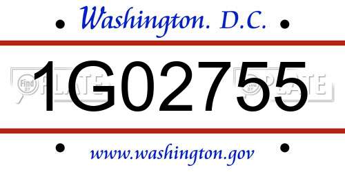 1G02755 District Of Columbia License Plate