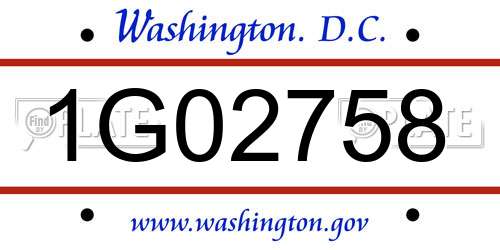 1G02758 District Of Columbia License Plate