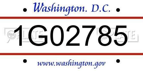1G02785 District Of Columbia License Plate