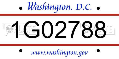 1G02788 District Of Columbia License Plate
