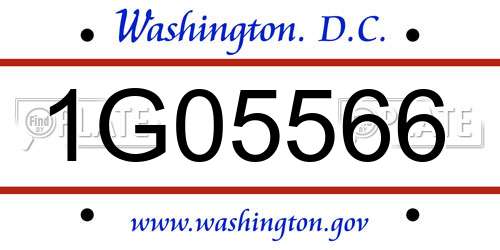 1G05566 District Of Columbia License Plate