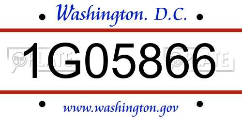 1G05866 District Of Columbia License Plate