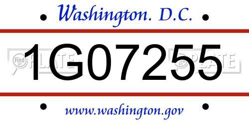 1G07255 District Of Columbia License Plate