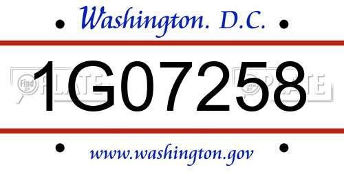 1G07258 District Of Columbia License Plate
