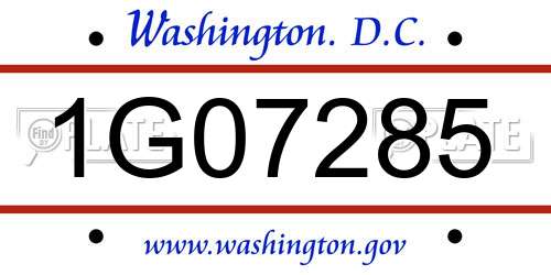 1G07285 District Of Columbia License Plate
