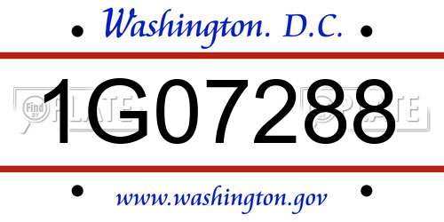 1G07288 District Of Columbia License Plate