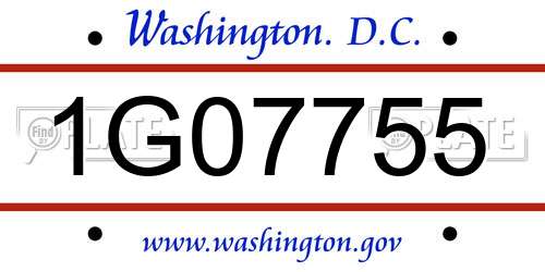 1G07755 District Of Columbia License Plate