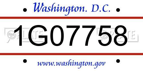 1G07758 District Of Columbia License Plate
