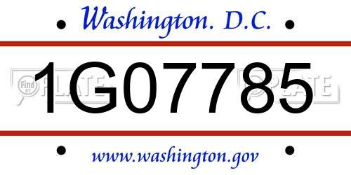 1G07785 District Of Columbia License Plate