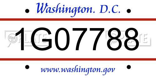 1G07788 District Of Columbia License Plate