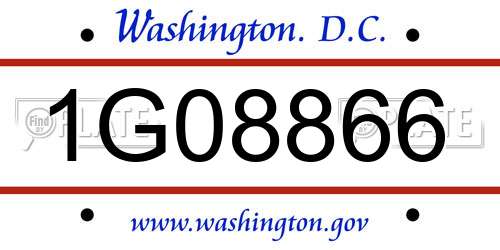 1G08866 District Of Columbia License Plate