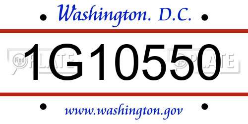 1G10550 District Of Columbia License Plate